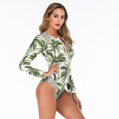 Sexy Zip Front Rash Guard Swimsuit-STYLEGOING