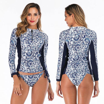 Women Long Sleeve Surfing Swimsuit-STYLEGOING