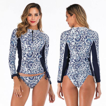 Women Long Sleeve Surfing Swimsuit-STYLEGOING