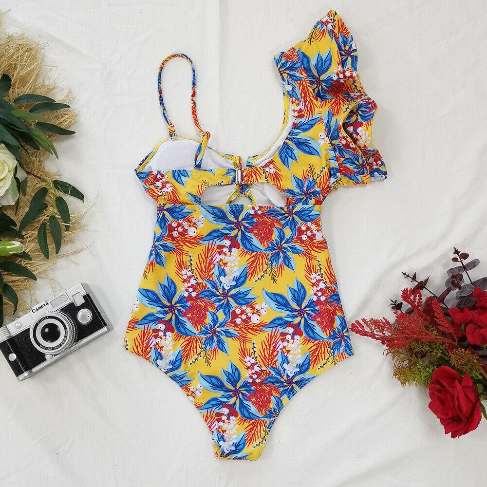 Womens Ruffle Monokini Swimsuit-STYLEGOING