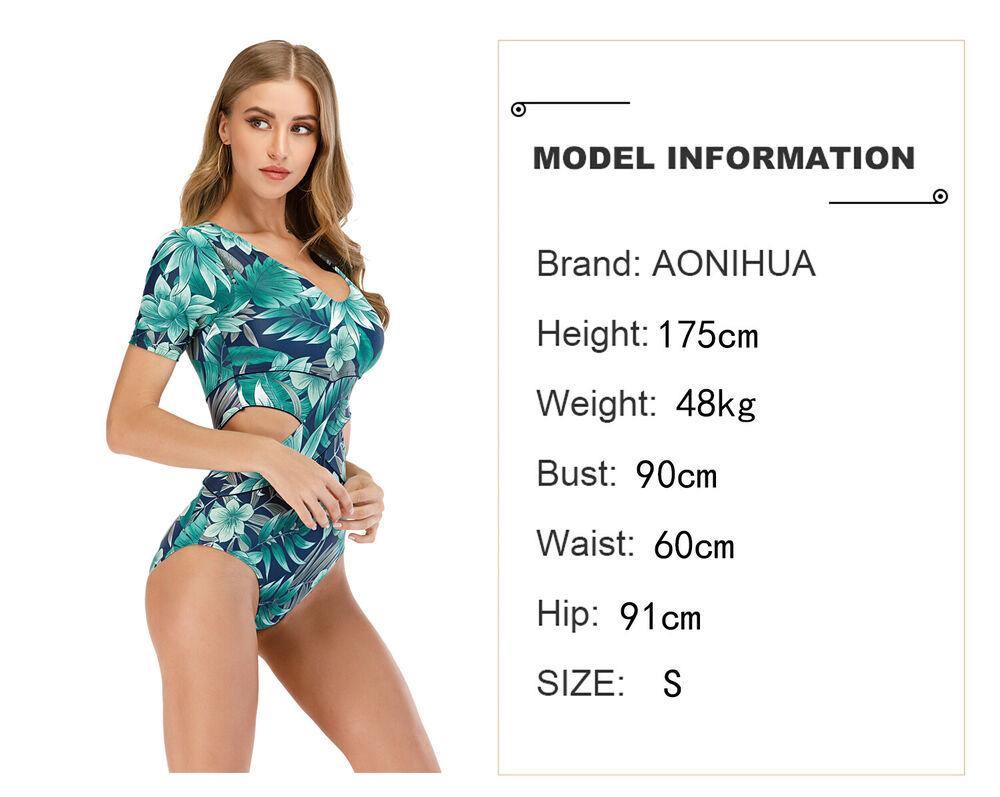 Surf Floral Short Sleeve One Piece Swimwear-STYLEGOING