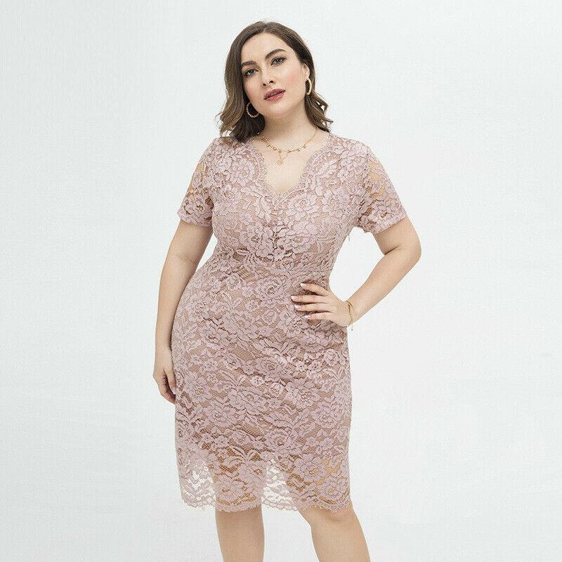 Womens Plus Size Lace Dresses-STYLEGOING