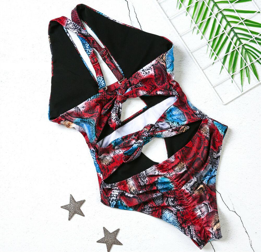 Women Snake Print Bikini Swimsuit-STYLEGOING