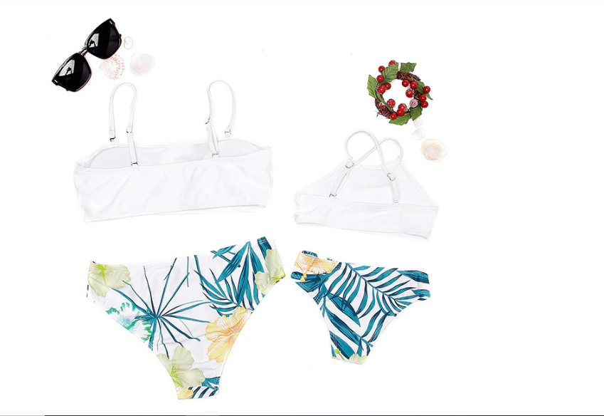 Family Beach Holiday Summer Leaf Print Bikini-STYLEGOING