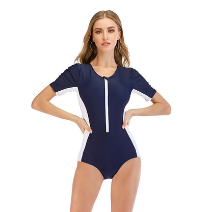 Short Sleeve One Piece Rash Guard Swimwear-STYLEGOING