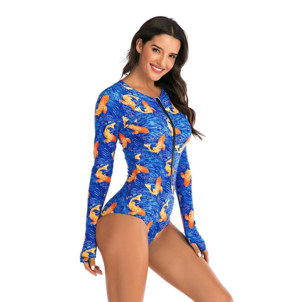 Long Sleeve One Piece Swimsuit-STYLEGOING