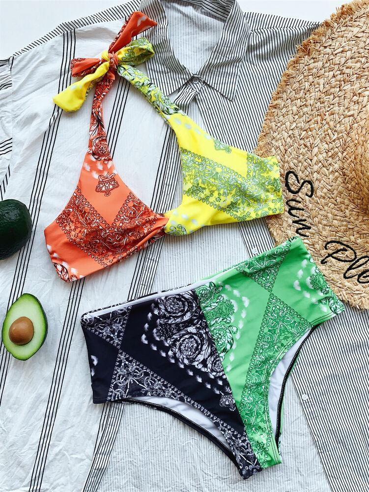 Womens High Waist Triangle Swimwear-STYLEGOING