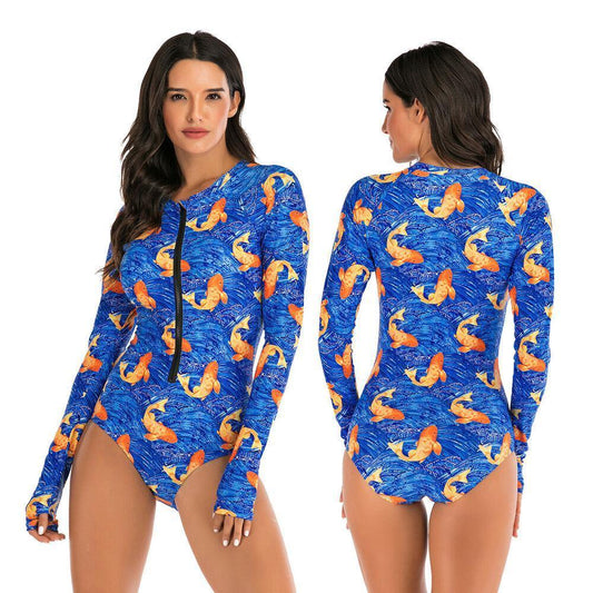 Long Sleeve One Piece Swimsuit-STYLEGOING