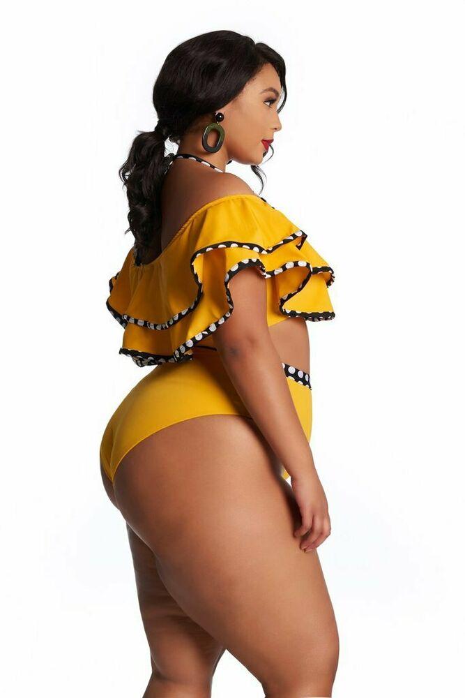 Plus Size Ruffle Bikini Set Swimsuit-STYLEGOING