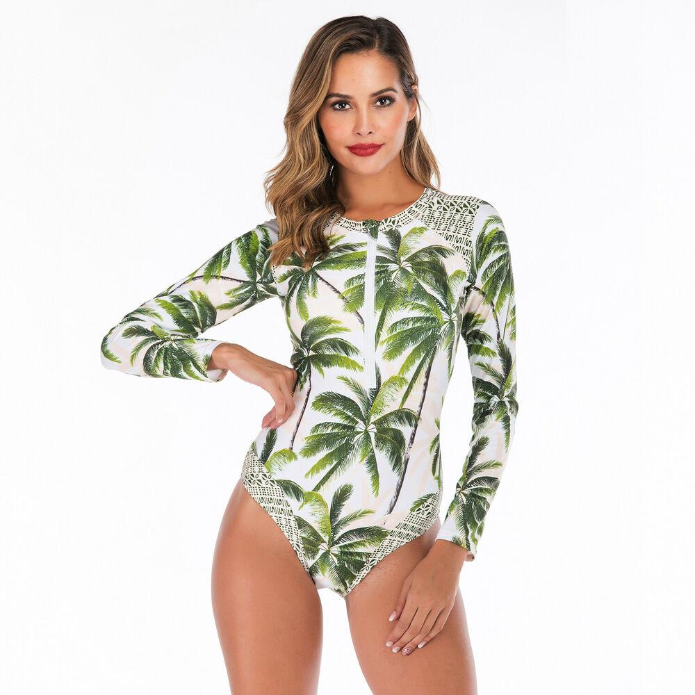 Sexy Zip Front Rash Guard Swimsuit-STYLEGOING