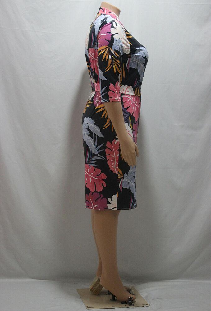Plus Size Casual Flower Midi Dresses-STYLEGOING