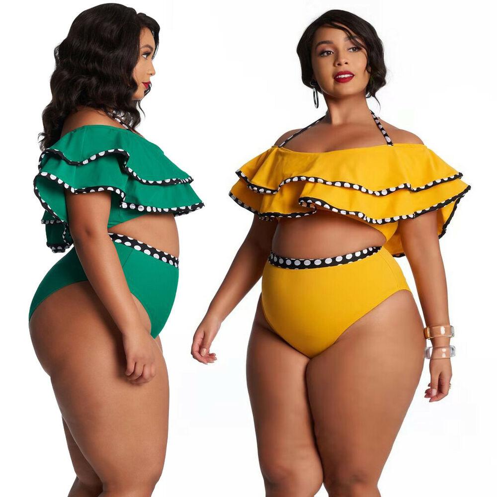 Plus Size Ruffle Bikini Set Swimsuit-STYLEGOING