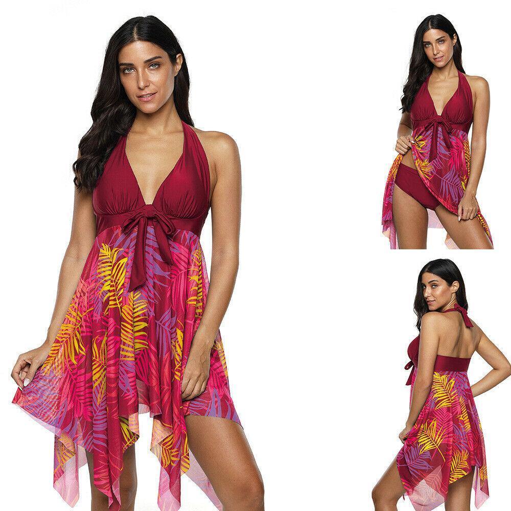 Plus Size Tankini Halter Swimsuit-STYLEGOING
