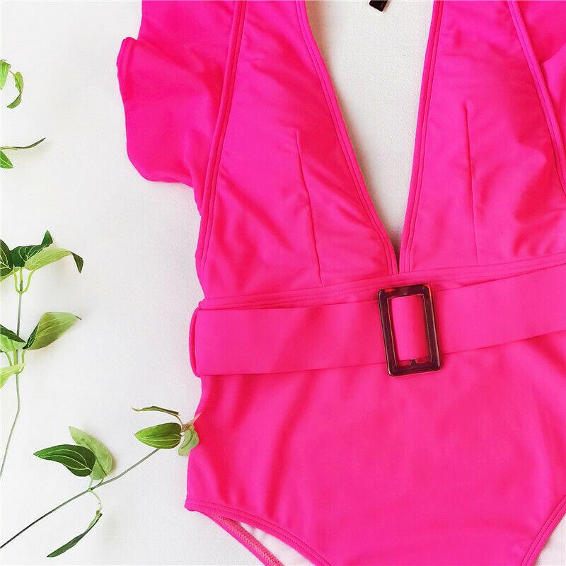 Sexy Solid Falbala Bikini with Buckle-STYLEGOING