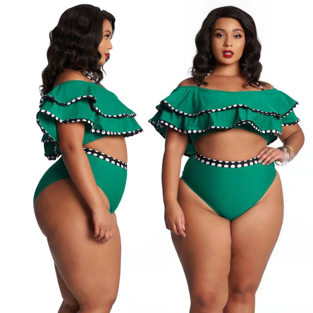 Plus Size Ruffle Bikini Set Swimsuit-STYLEGOING