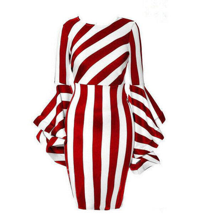 Womens Plus Size Ruffle Sleeve Midi Dresses-STYLEGOING