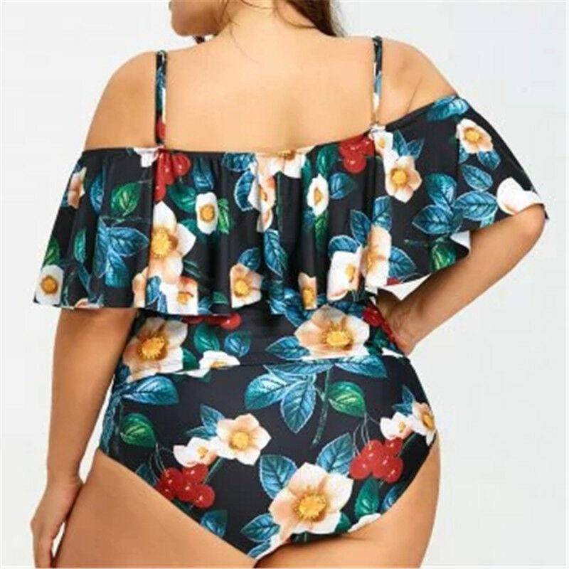 Plus Size Bikini Set Swimwear Ruffle Bra-STYLEGOING