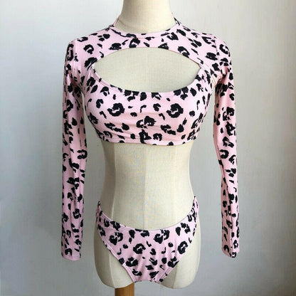 Long Sleeves Leopard 3PCS Set Swimwear-STYLEGOING