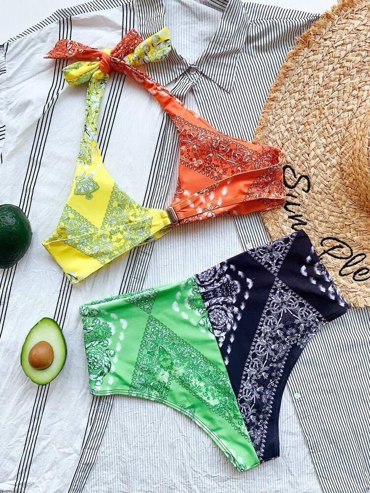 Womens High Waist Triangle Swimwear-STYLEGOING