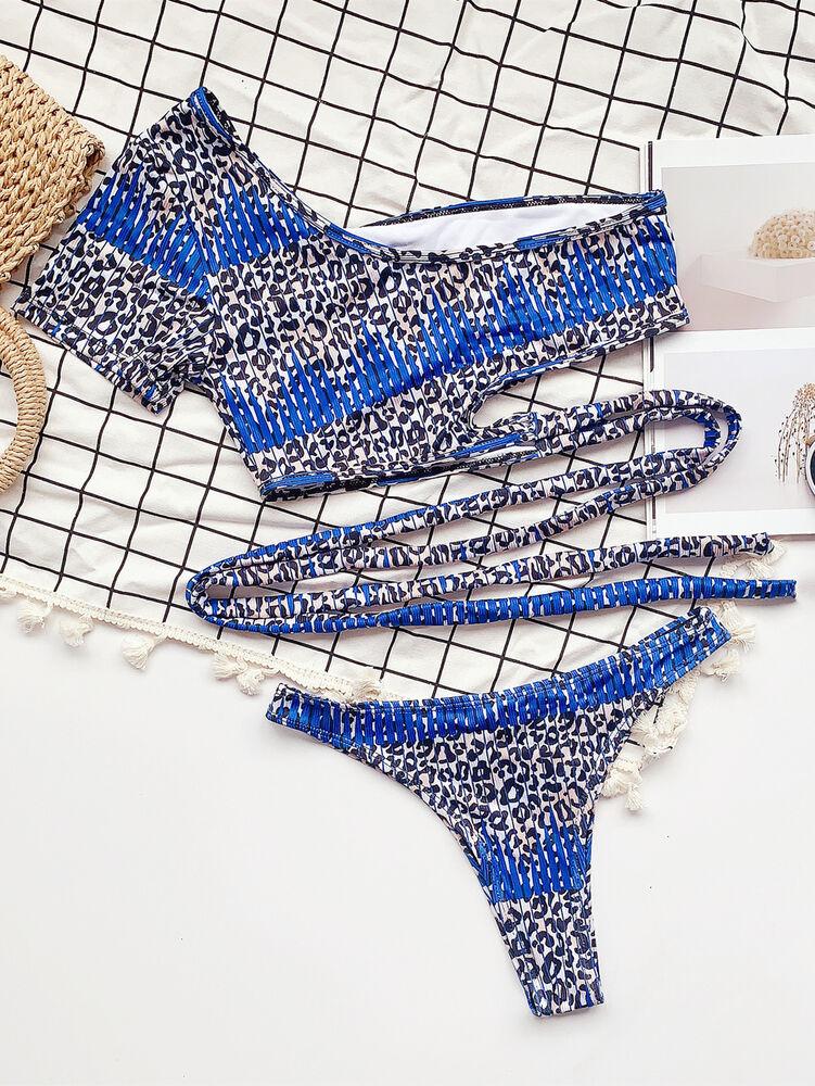 One Shoulder Bikini Set Bathing Suit Beachwear-STYLEGOING