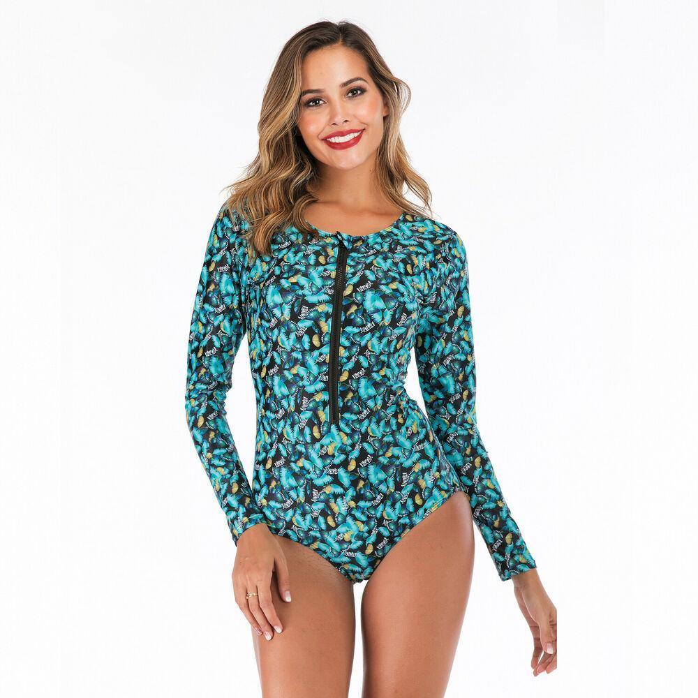 Sexy One Piece Zip Front Diving Swimsuit-STYLEGOING