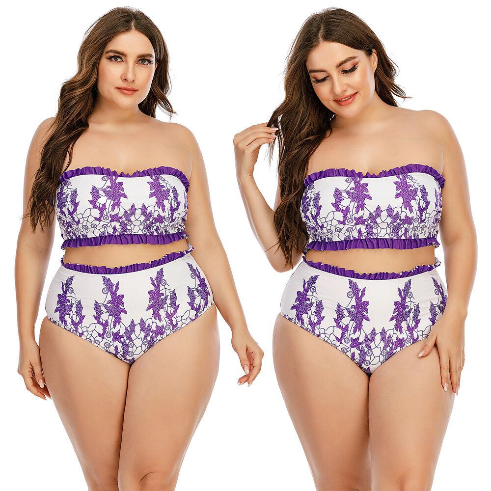 Plus Size Bandeau Bra Bikini Set-STYLEGOING
