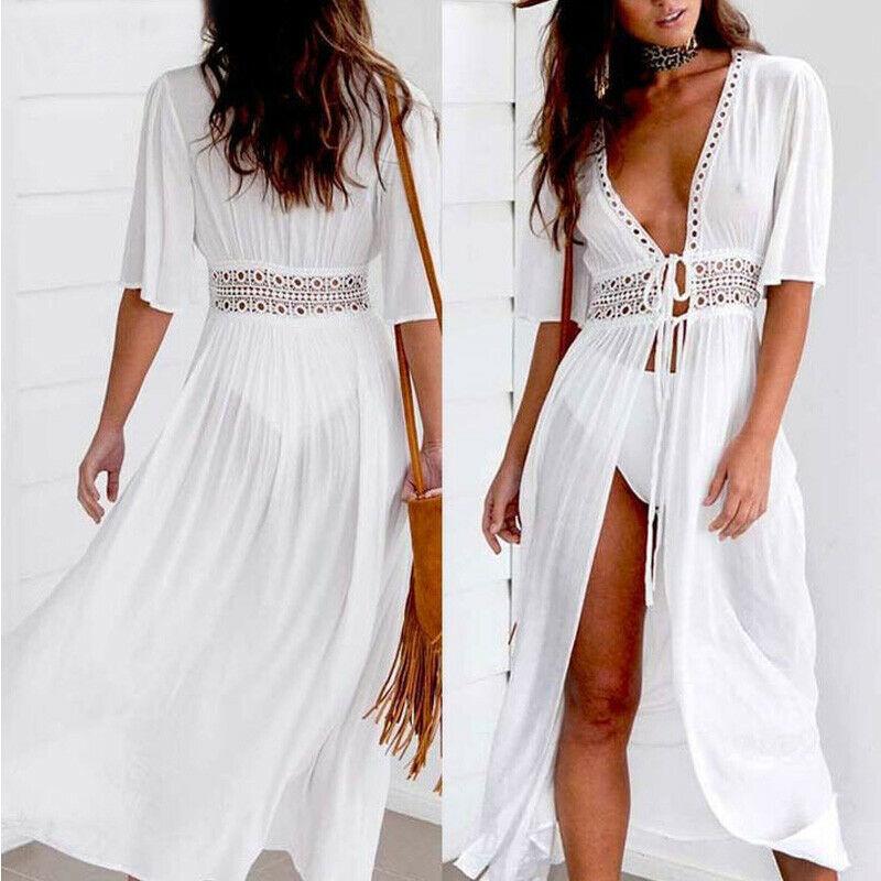 Women White Sarong Kimono n Dress-STYLEGOING