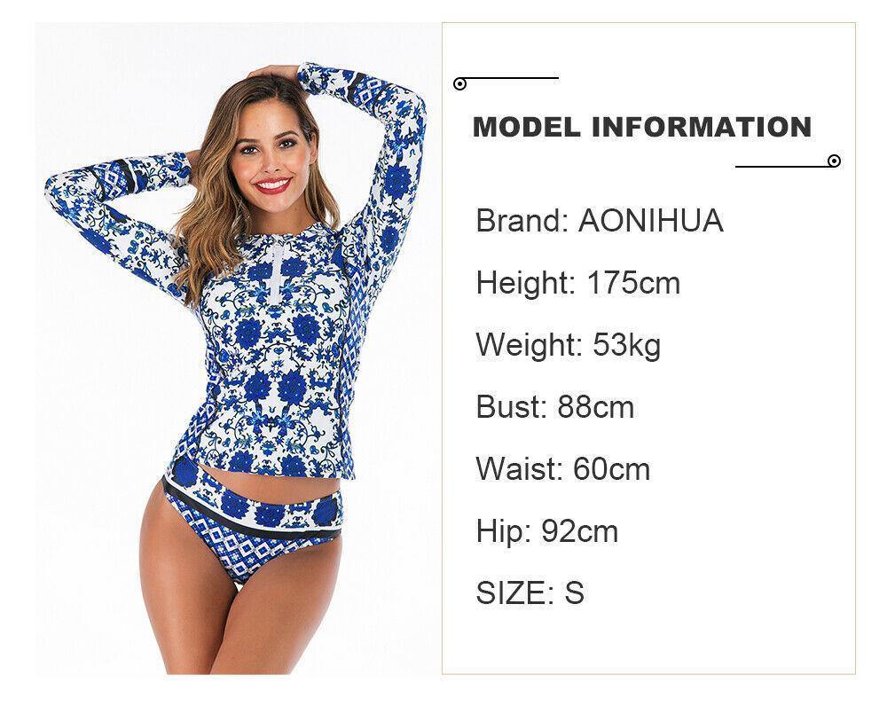 Long Sleeve Two Piece Rash Guard Swimwear-STYLEGOING