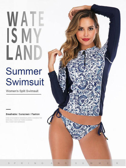 Women Long Sleeve Surfing Swimsuit-STYLEGOING