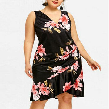 Womens Casual Plus Size Midi Dresses-STYLEGOING