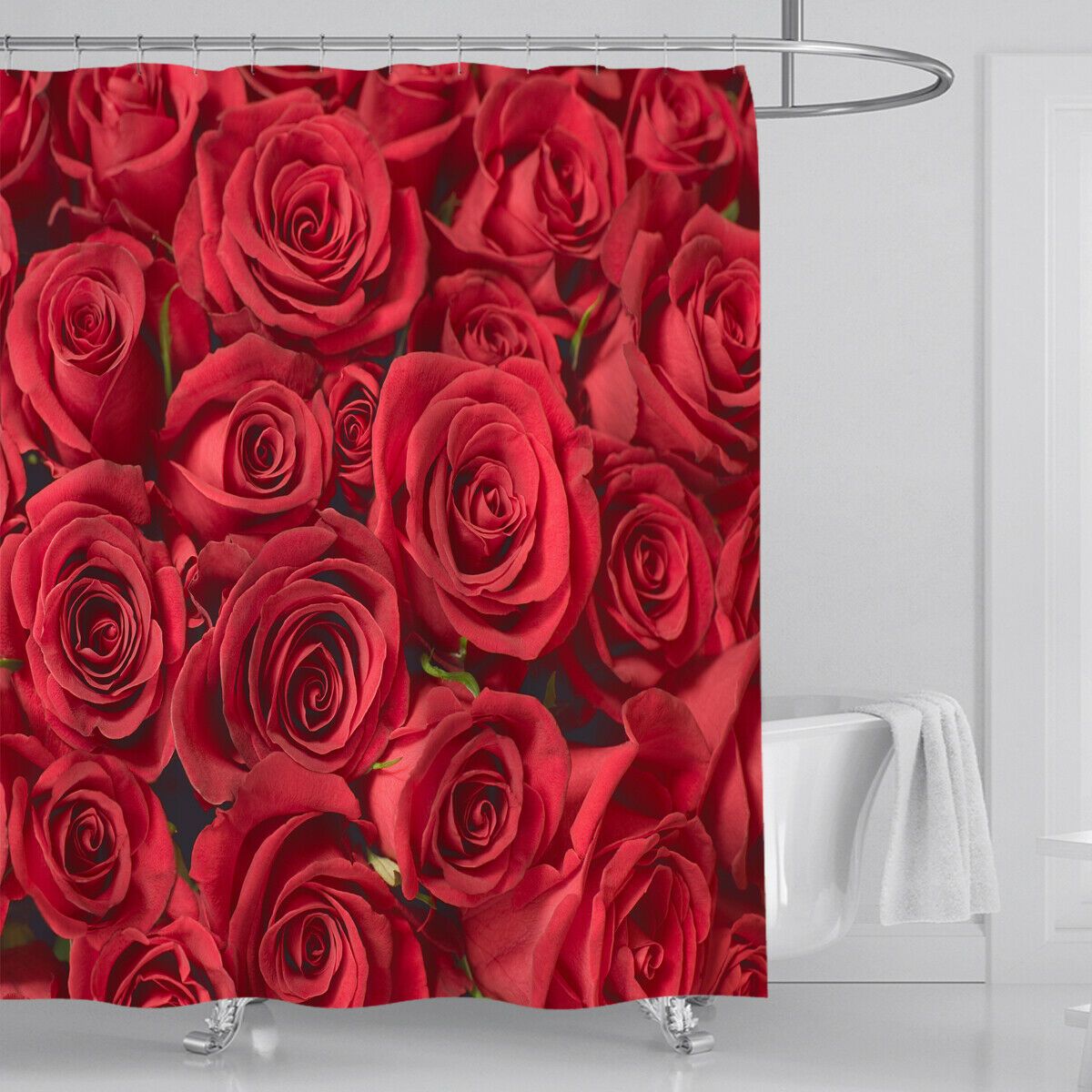 Red Rose Fabric Shower Curtain-STYLEGOING
