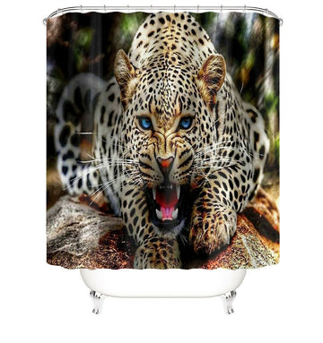 3D Leopard Fabric Shower Curtain For Bathroom-STYLEGOING