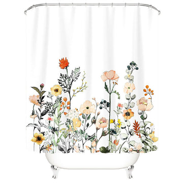 Floral Fabric Shower Curtains-STYLEGOING