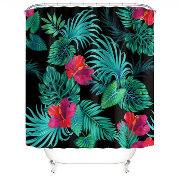 Floral&Leaf Fabric Shower Curtain-STYLEGOING