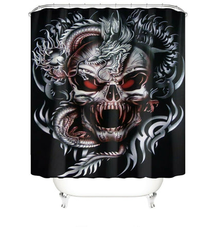 Skull Shower Curtain Set Bathroom Rug Thick Bath Mat Non-Slip Toilet Lid Cover-STYLEGOING