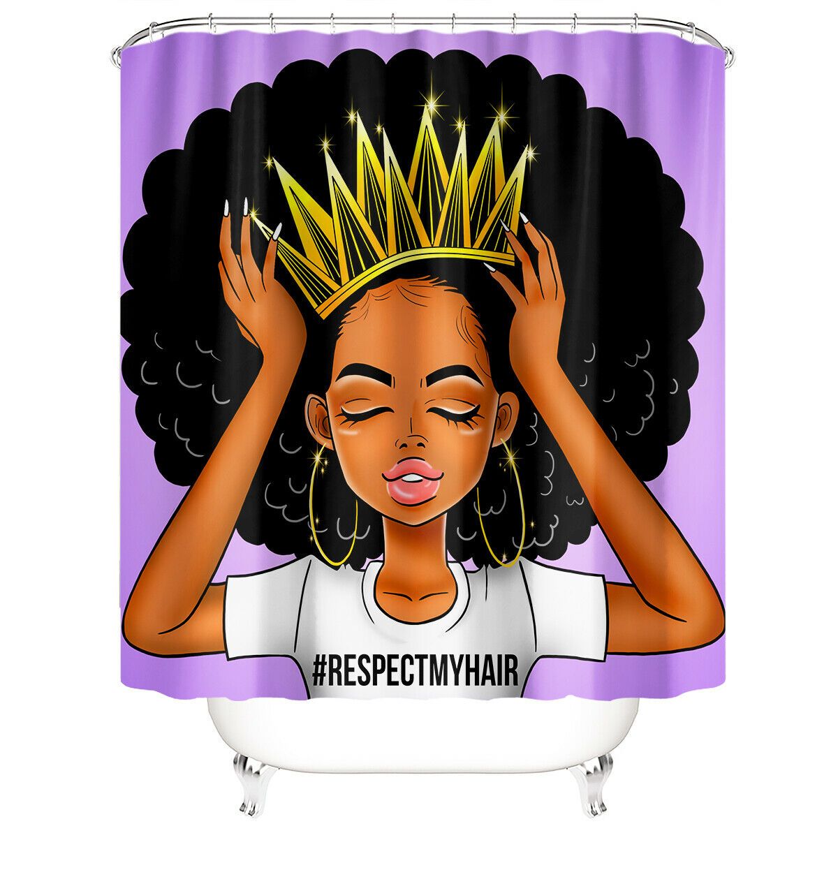 Crown Girl Fabric Shower Curtain-STYLEGOING
