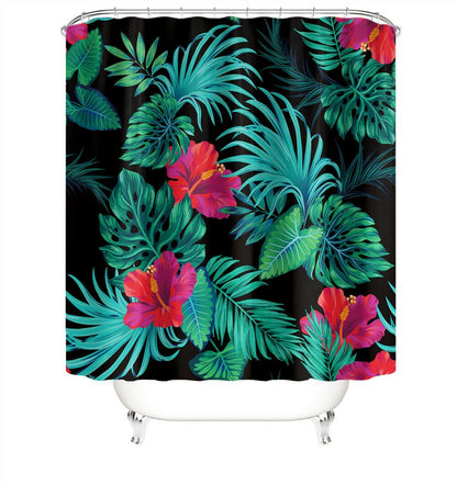 Floral&Leaf Fabric Shower Curtain-STYLEGOING