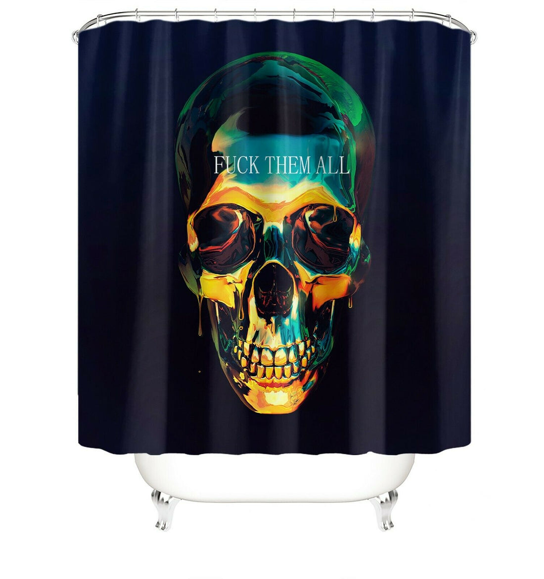 Skull Shower Curtain Set Thick Bathroom Rug Bath Mat Non-Slip Toilet Lid Cover-STYLEGOING