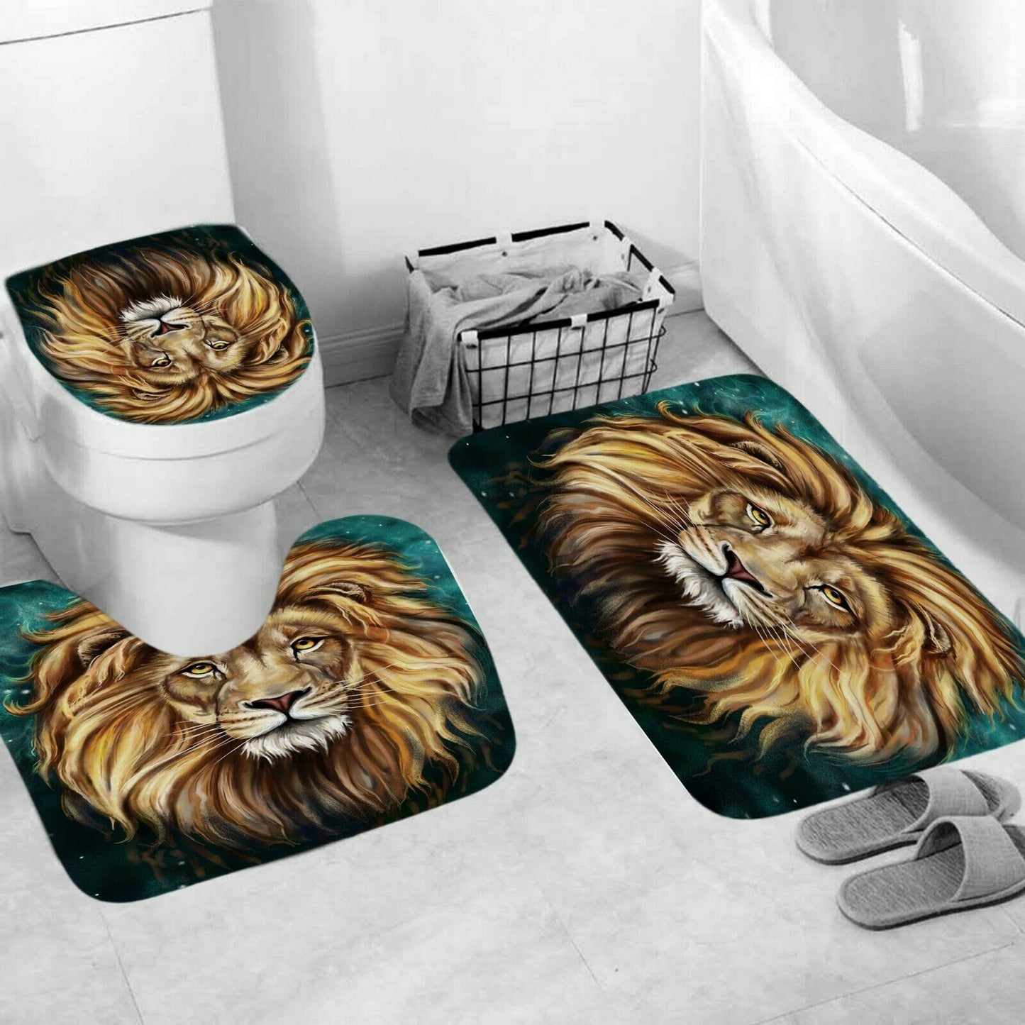 Lion Fabric Shower Curtain-STYLEGOING