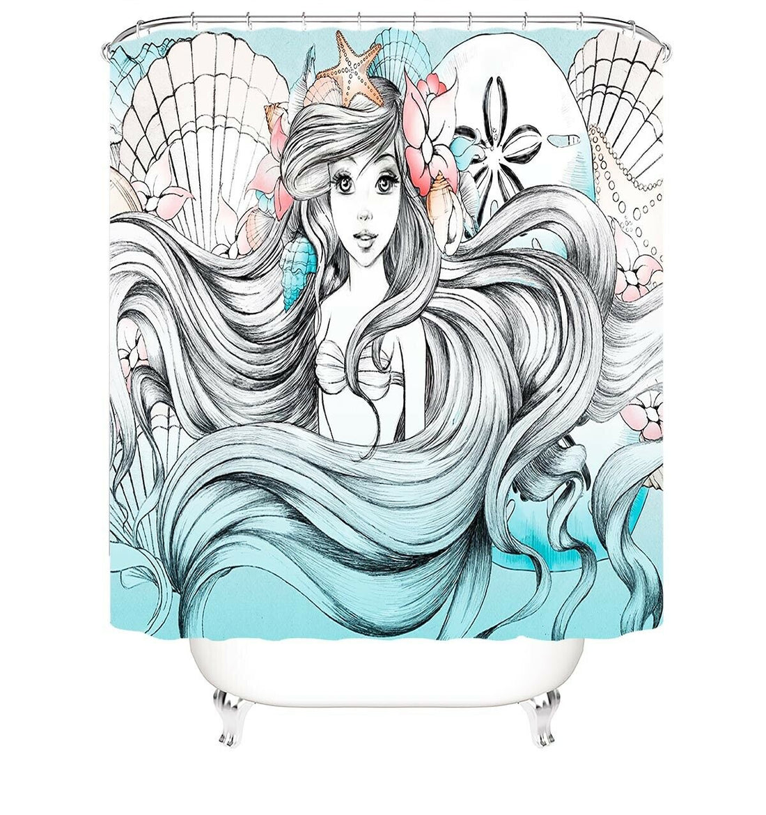 Long Hair Girl Fabric Shower Curtain-STYLEGOING