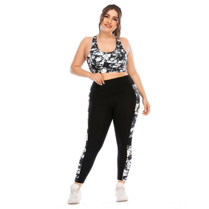 Women's Plus Size Yoga Set Gym Sports Bra Leggings Pants Fitness Jogging Outfit-STYLEGOING