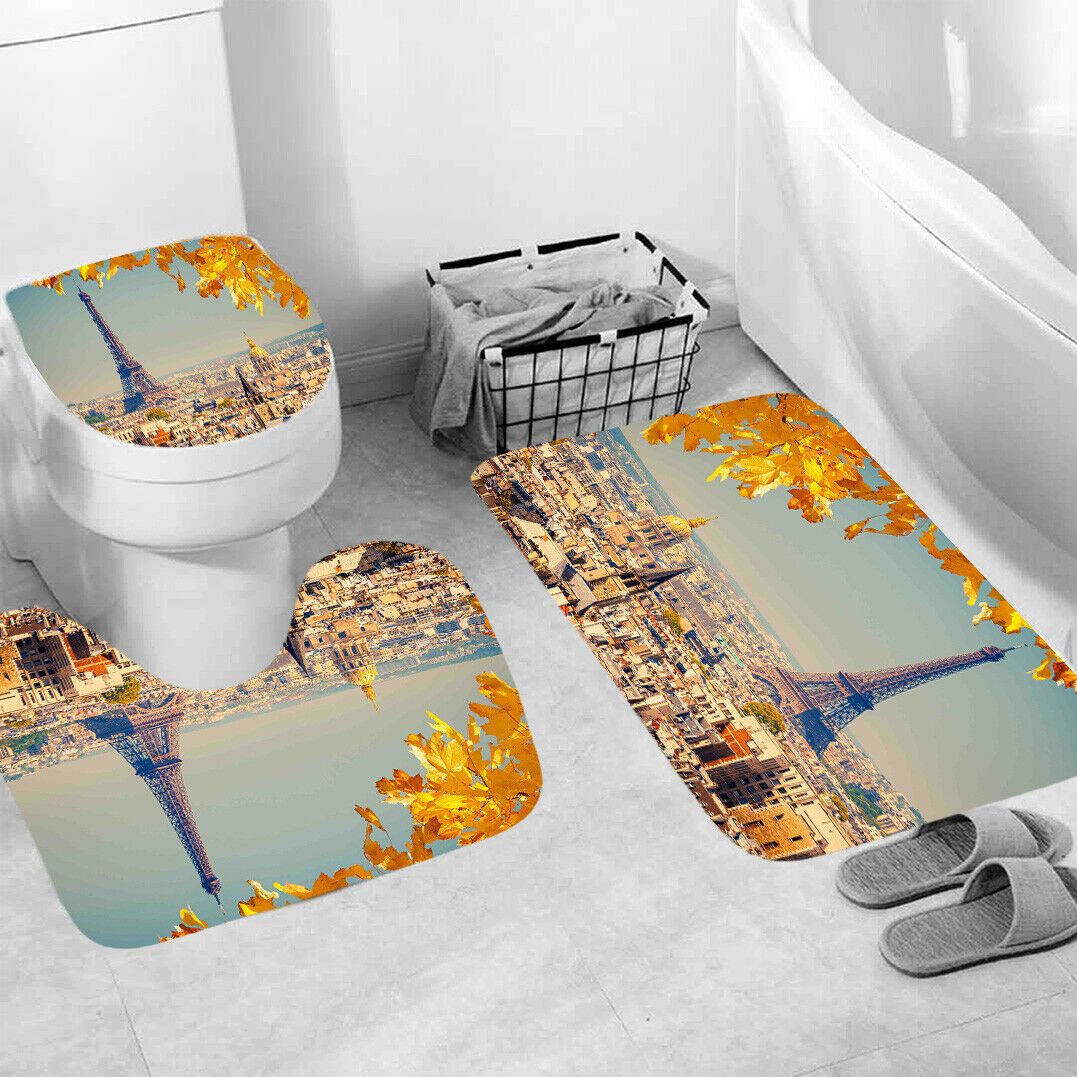 Eiffel Series Fall Leaves Fabric Shower Curtain-STYLEGOING