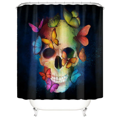 Skull Shower Curtain Set Bathroom Rug Set Bath Mat Non-Slip Toilet Lid Cover-STYLEGOING