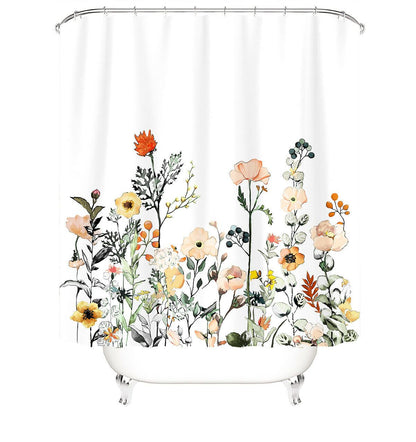 Floral Fabric Shower Curtains-STYLEGOING