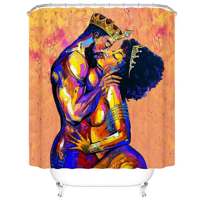 African Woman Shower Curtain Set Bathroom Rug Bath Mat Non-Slip Toilet Lid Cover-STYLEGOING