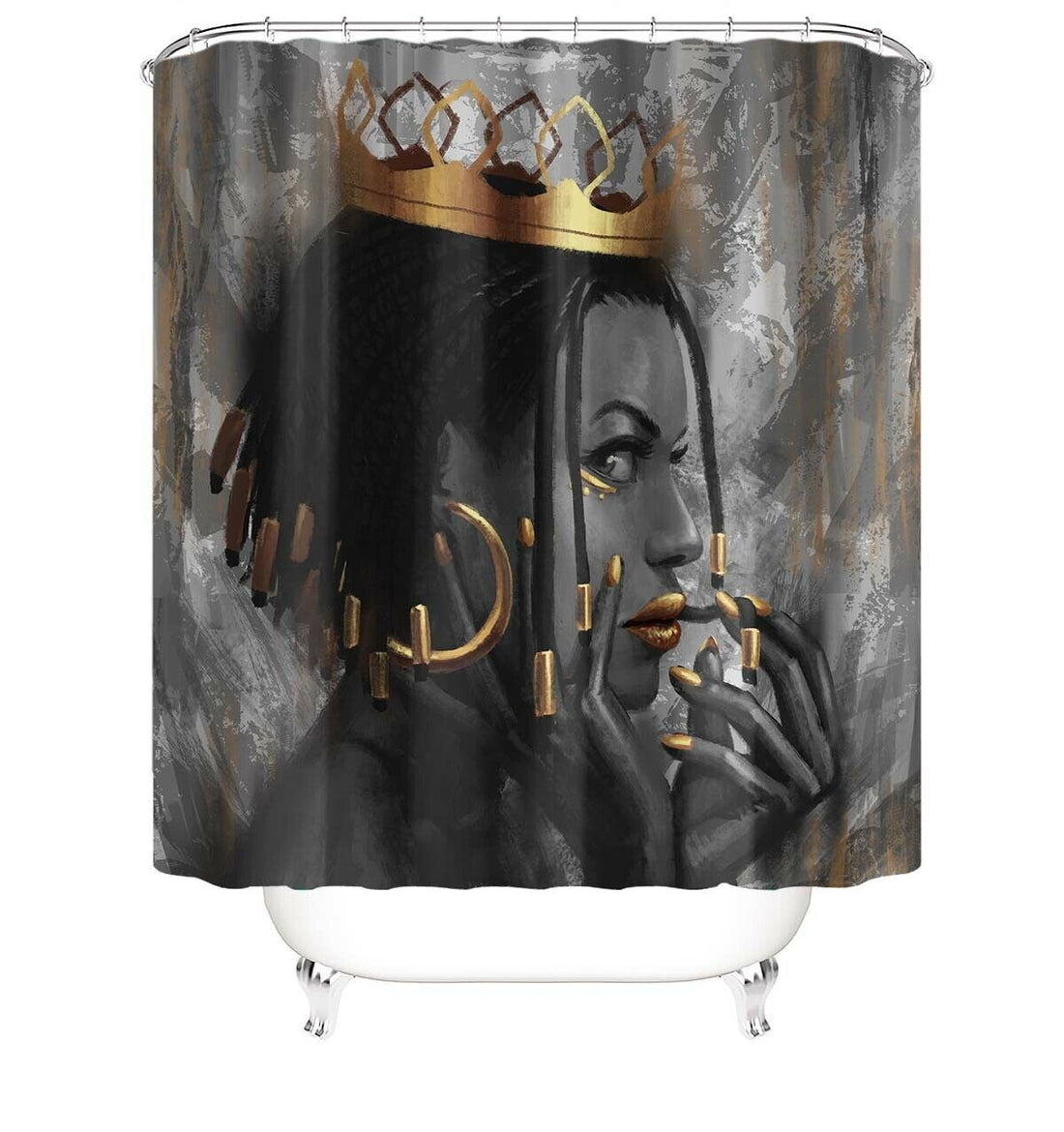 African Woman Fabric Shower Curtains-STYLEGOING