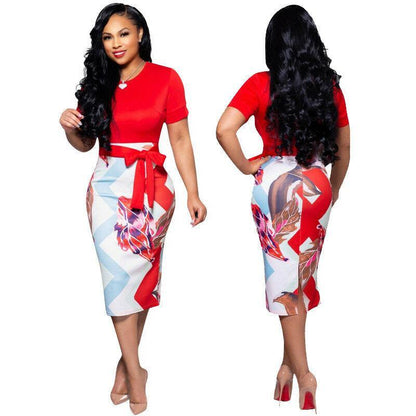 Casual Short Sleeve Bodycon Midi Dress-STYLEGOING