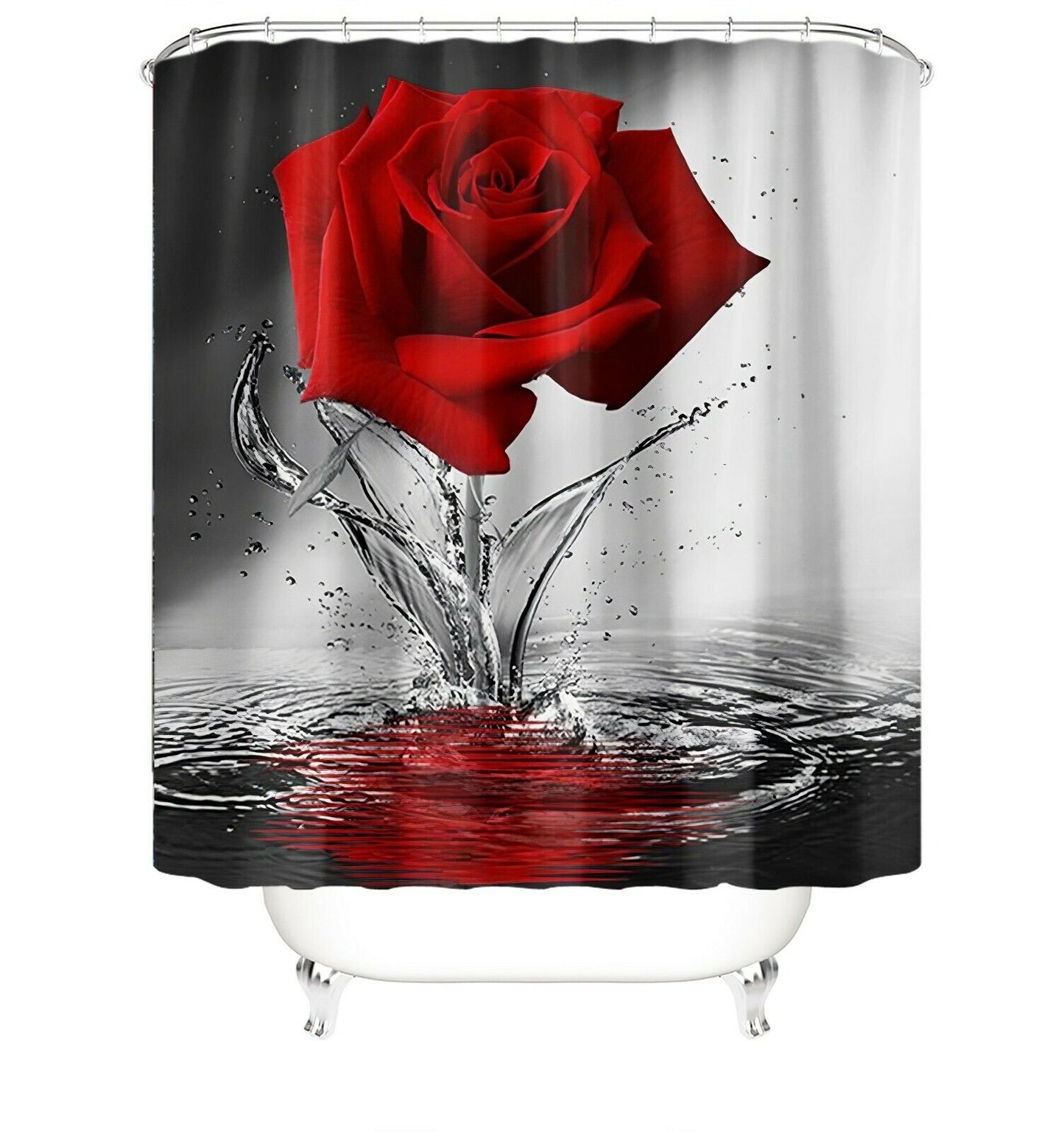Red Rose Fabric Shower Curtains-STYLEGOING