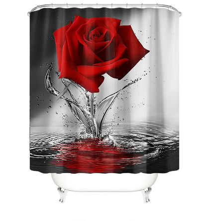 Red Rose Fabric Shower Curtains-STYLEGOING