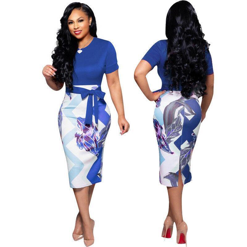 Casual Short Sleeve Bodycon Midi Dress-STYLEGOING